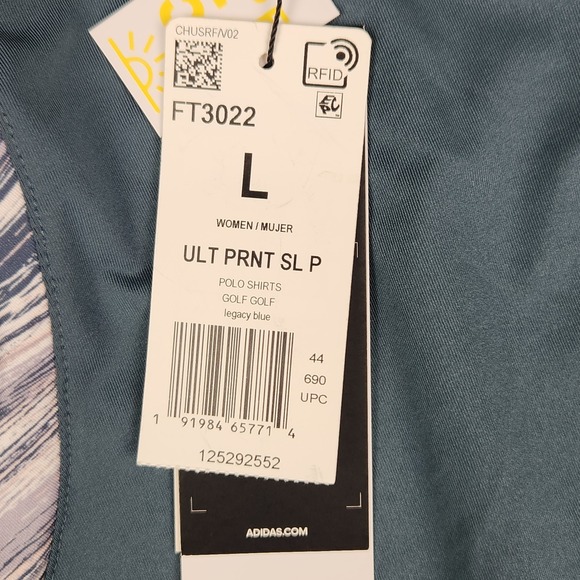Adidas Top‎ Womens Size Large Ultimate365 Printed Sleeveless Polo SPF50 Golf New - Picture 4 of 10